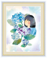 紫陽花と少女【インテリアアートSaori】：綿の実工房