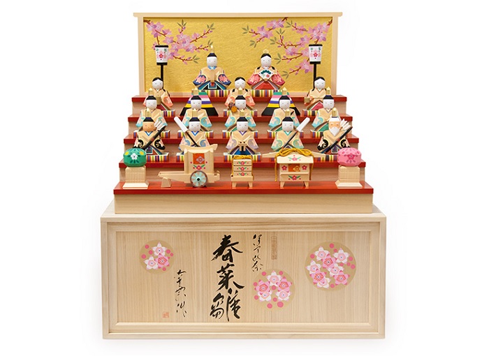 春菜雛大 雛人形伊予一刀彫り木彫り 段飾り おひなさま 南雲 桃の節句 初節句 名入れ木札