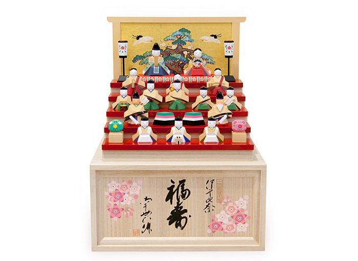 福寿 雛人形伊予一刀彫り木彫り 段飾り おひなさま 南雲 桃の節句 初節句 名入れ木札