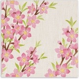 麻のファブリックパネル 桃の花 壁飾り 桃の節句飾り