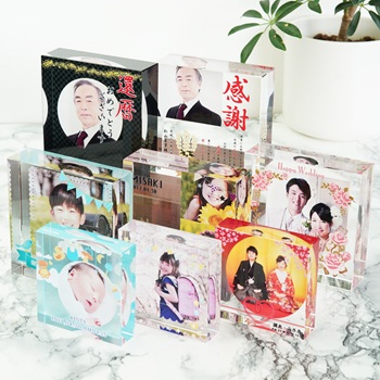 思い出クリスタル名入れ カラー印刷 節句祝い 初節句 桃の節句 端午の節句 御祝 名入れ記念品 オリジナルギフト 綿の実工房