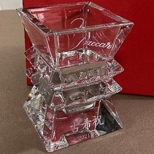 コロンビーヌ ベース バカラ baccarat 花瓶 一輪挿し 名入れ 彫刻 古希祝い 記念品 綿の実工房