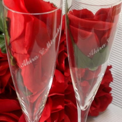 側面名入れ バカラグラス名入れ ドンペリニョンシャンパングラス ペアグラス 名入れギフト・名入れ記念品