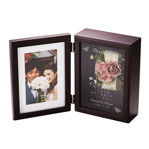 フラワーアレンジメッセージ&フォトフレーム名入れ プリザーブドフラワー フラワーギフト記念品