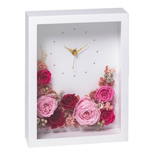 フラワー時計名入れ プリザーブドフラワー フラワーギフト記念品
