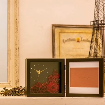 フラワー時計&フォトフレーム プリザーブドフラワー フラワーギフト