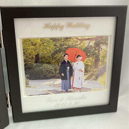 フラワー時計&フラワーフォトフレーム フォトフレーム側名入れ プリザーブドフラワー フラワーギフト