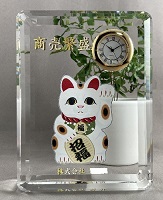 福時計名入れ 招き猫 カラー印刷 縁起物 名入れギフト・名入れ記念品 綿の実工房