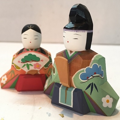 おびな めびな 立雛 雛人形伊予一刀彫木彫人形 南雲 雛飾り