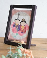 ミニ木枠タペストリー 桜雛人形 桃の節句飾り おひなさま 綿の実工房