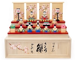 雛人形 伊予一刀彫木彫人形 ひな人形 南雲 段飾り さくら雛十人飾り