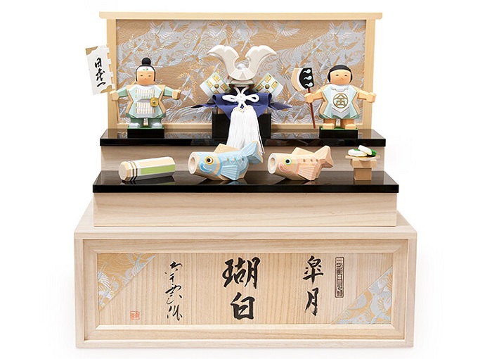 瑚白二段飾り 五月人形 伊予一刀彫 木彫人形 南雲 端午の節句 初節句